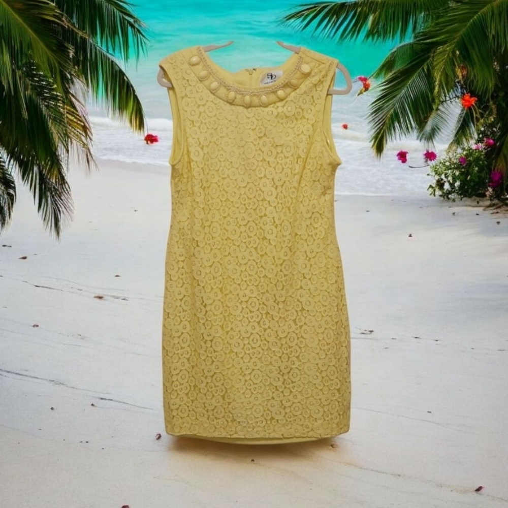 Elegant Yellow Lace Dress By S&D Collections Size 14 Lined